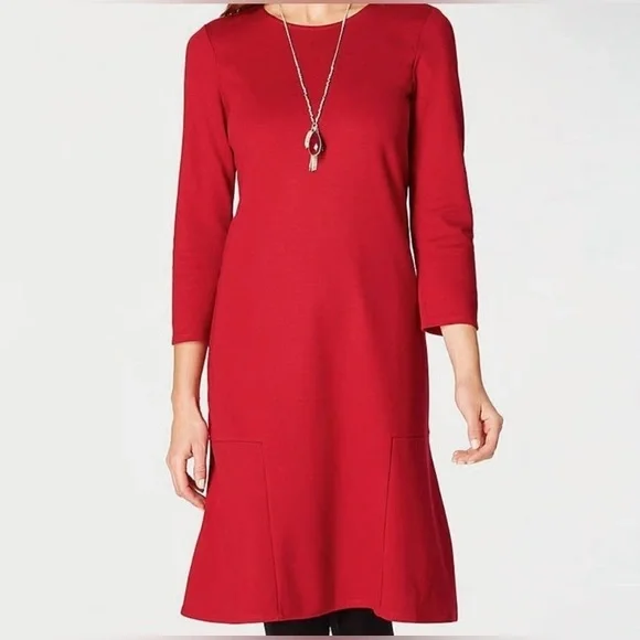 J. Jill Vibrant Red Long Sleeve Dress - Picture 1 of 3